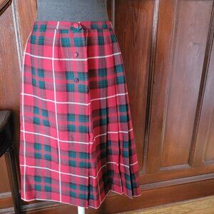 VTG AYEAN Canada 1976 Women’s Tartan Plaid Wool Skirt Pleated Fringe Size 12